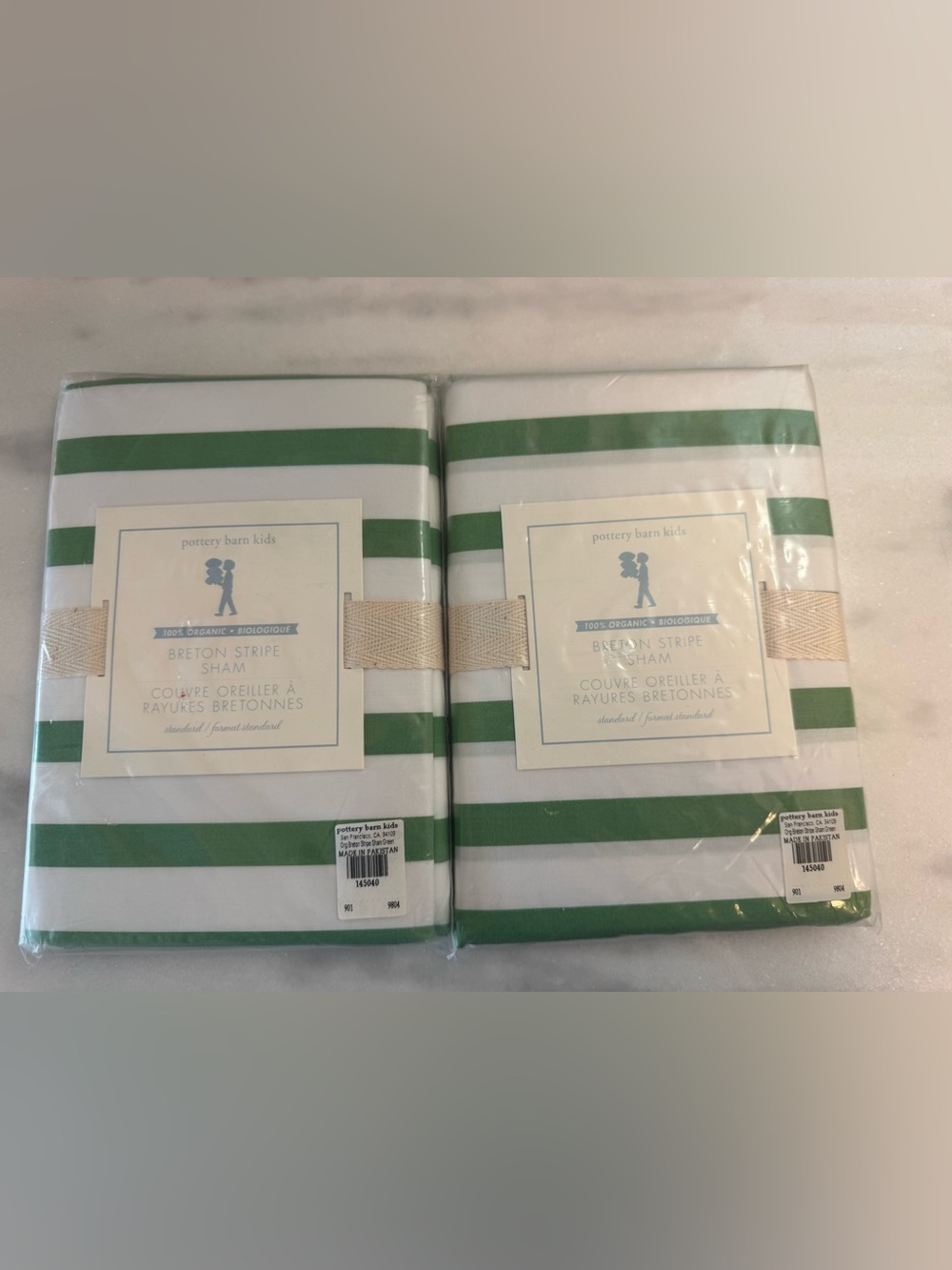 2 pottery barn kids Breton stripe shams
